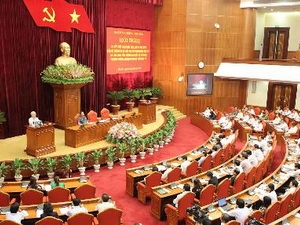 Tổng Bí thư Nguyễn Phú Trọng phát biểu kết luận và bế mạc Hội nghị. (Ảnh : TTXVN)