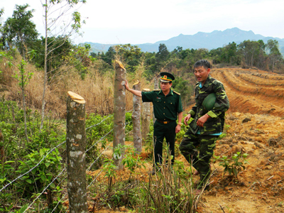 Hệ thống hàng rào bao quanh diện tích trồng cao su đã được cán bộ, chiến sỹ Đồn Biên phòng Ra Mai  xây dựng kiên cố.
