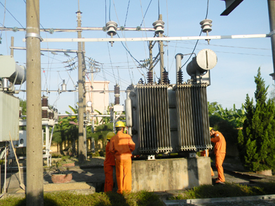 Điện lực Bố Trạch kiểm tra định kỳ lưới điện.