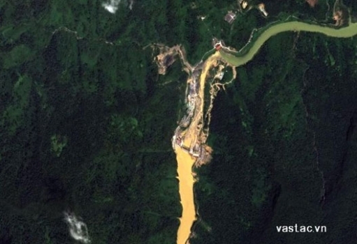  Ảnh vệ tinh chụp Thủy điện Sông Bung 2, tỉnh Quảng Nam, ngày 9/8/2013 (Ảnh: Trung tâm Vệ tinh quốc gia).