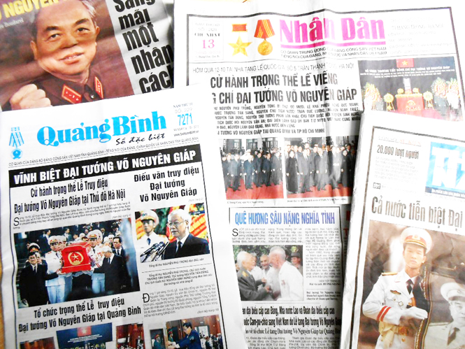 Tư liệu về Đại tướng với quê hương Quảng Bình có thể tìm thấy trên các tờ báo Đảng...