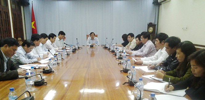Đồng chí Nguyễn Xuân Quang, UVTV Tỉnh ủy, Phó Chủ tịch Thường trực UBND tỉnh phát biểu kết luận tại buổi làm việc.