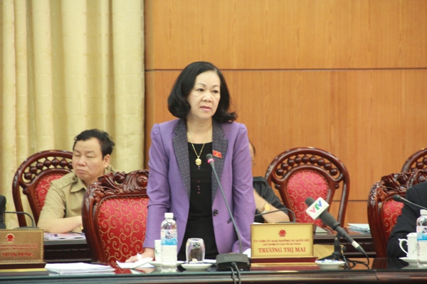 Chủ nhiệm Ủy ban Các vấn đề xã hội Trương Thị Mai. Ảnh: VA