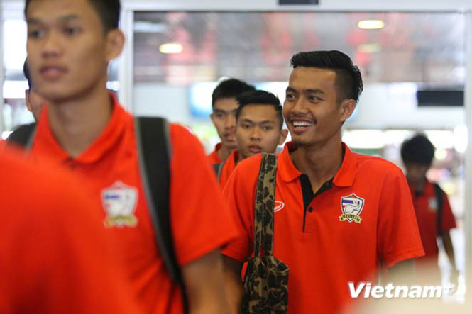 U19 Thái Lan là đội tuyển thứ hai có mặt ở Hà Nội. Họ nằm tại bảng A cùng hai đội bóng Đông Nam Á là Myanmar và Indonesia. (Ảnh: Minh Chiến/Vietnam+)