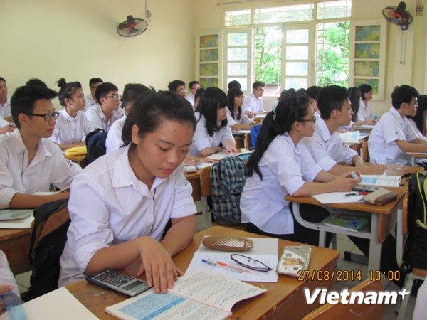 Giờ học của học sinh trường Trung học phổ thông Việt Đức. (Ảnh: Phạm Mai/Vietnam+)