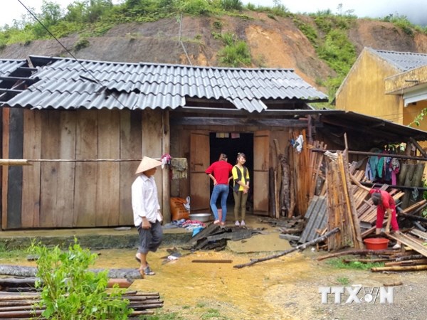 Bão số 3 đã gây nhiều thiệt hại cho các hộ dân ở Bắc Kạn. (Ảnh: Nguyễn Trình/TTXVN)