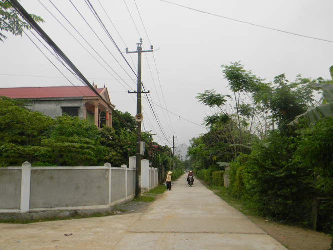 Đường giao thông nông thôn ở xã Châu Hóa được bê tông hóa khang trang, góp phần tạo diện mạo mới cho làng quê.