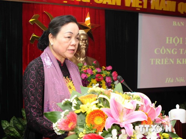 Trưởng Ban Dân vận Trung ương Hà Thị Khiết. (Ảnh: Phương Hoa/TTXVN)