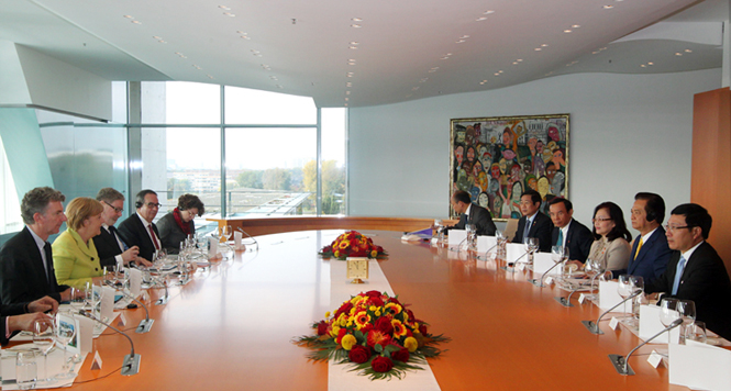 Thủ tướng Đức Angela Merkel và Thủ tướng Nguyễn Tấn Dũng đã tiến hành hội đàm.