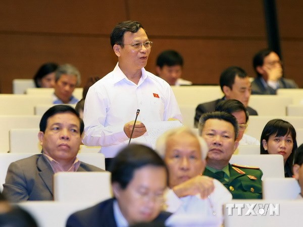 Ðại biểu Quốc hội tỉnh Bình Phước Bùi Mạnh Hùng phát biểu ý kiến. (Ảnh: Doãn Tấn/TTXVN)