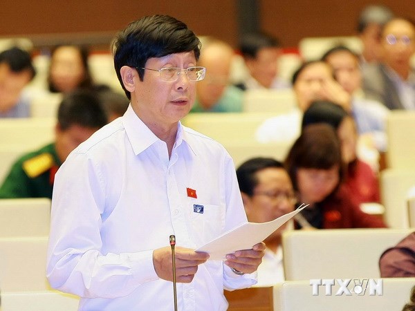 Ðại biểu Quốc hội tỉnh Thái Nguyên Đỗ Mạnh Hùng phát biểu ý kiến. (Ảnh: Doãn Tấn/TTXVN)