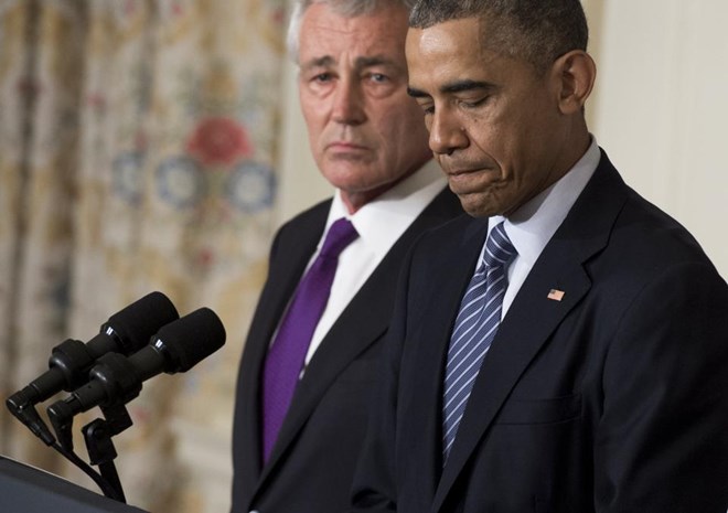 Ông Barack Obama công bố quyết định từ chức của ông Chuck Hagel (Nguồn: AFP)