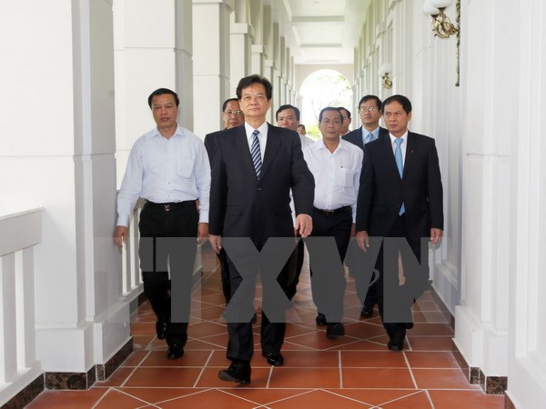 Thủ tướng Nguyễn Tấn Dũng đến dự Lễ ký Tuyên bố chung. (Ảnh: Đức Tám/TTXVN)