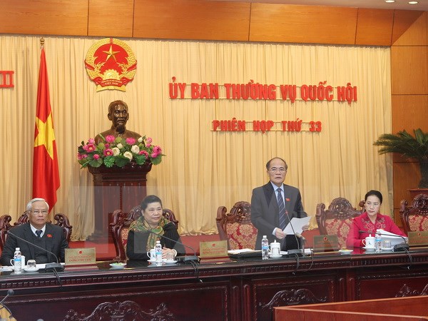 Chủ tịch Quốc hội Nguyễn Sinh Hùng chủ trì và phát biểu khai mạc Phiên họp thứ 33 của Ủy ban Thường vụ Quốc hội. (Ảnh: Nhan Sáng/TTXVN)