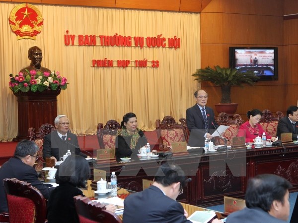 Chủ tịch Quốc hội Nguyễn Sinh Hùng chủ trì và phát biểu khai mạc Phiên họp thứ 33 của Ủy ban Thường vụ Quốc hội. (Ảnh: Nhan Sáng/TTXVN)