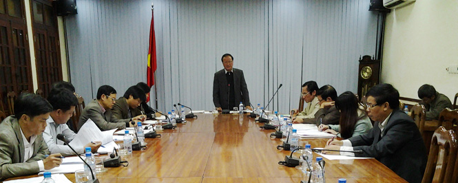 Đồng chí Trần Văn Tuân, UVTV Tỉnh ủy, Phó Chủ tịch UBND tỉnh phát biểu kết luận tại buổi làm việc.