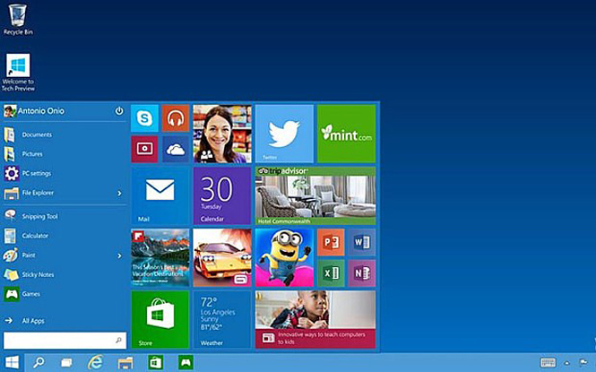 Giao diện màn hình chính của Windows 10.