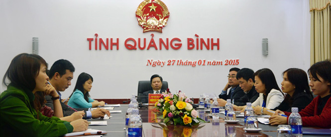 Toàn cảnh điểm cầu trực tuyến tại tỉnh Quảng Bình.