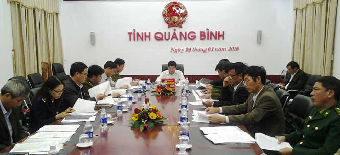 Toàn cảnh hội nghị trực tuyến tại tỉnh Quảng Bình.