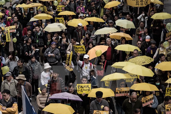 Biểu tình tại Hong Kong ngày 1-3. (Nguồn: AFP/TTXVN)