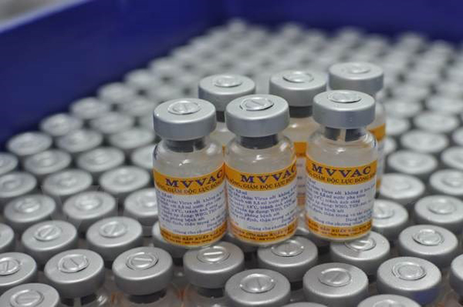 Vắcxin sởi do Trung tâm nghiên cứu sản xuất vắcxin và sinh phẩm y tế (Polyvac) sản xuất. (Ảnh: T.G/Vietnam+)