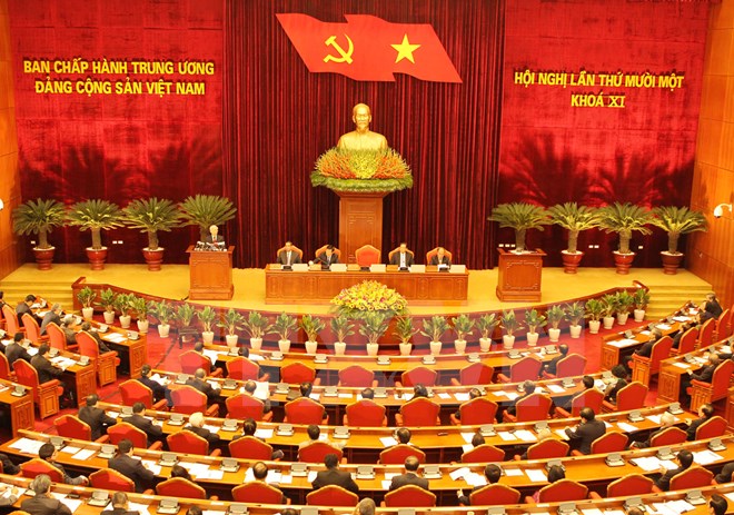 Toàn cảnh khai mạc Hội nghị lần thứ mười một của Ban Chấp hành Trung ương Đảng. (Ảnh: Trí Dũng/TTXVN)