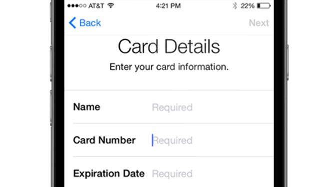 Trang điền thông tin thẻ tín dụng của Apple Pay - Ảnh: Arstechnica