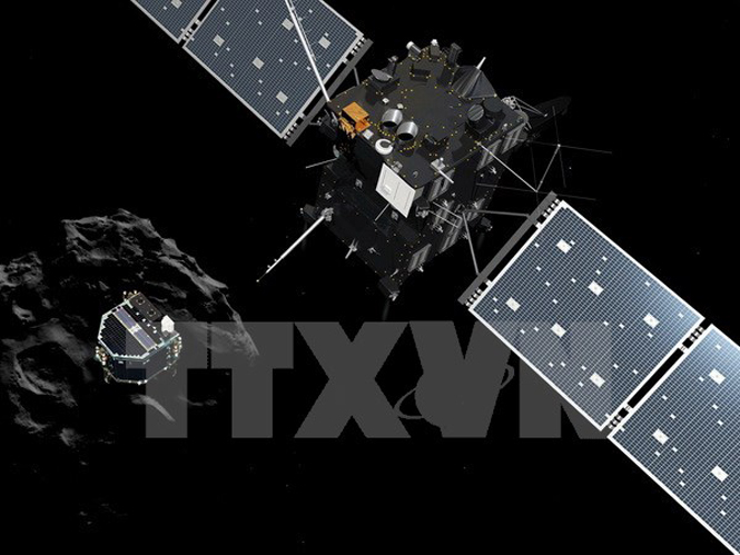 Hình mô phỏng robot Philae được tách từ tàu thăm dò không gian Rosetta và 