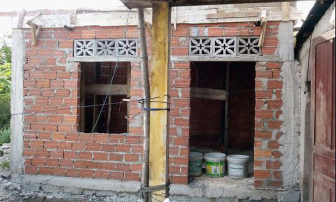 Ngôi nhà sắp sửa hoàn thành của gia đình anh Tảnh, xã Hưng Thủy