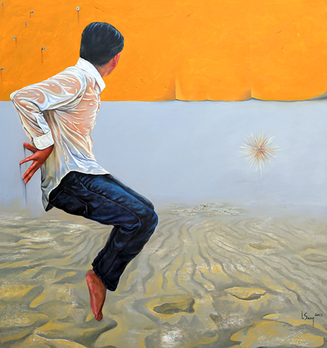 Tác phẩm “Điểm tựa” của tác giả Nguyễn Lương Sáng đoạt giải C tại Triển lãm mỹ thuật Bắc miền Trung lần thứ 20