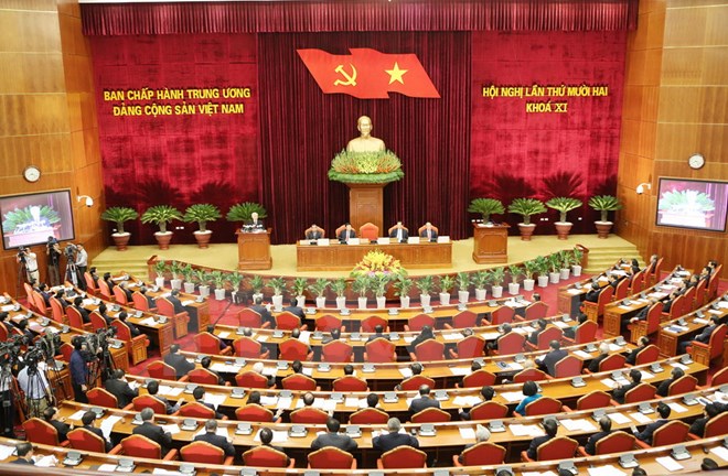 Toàn cảnh khai mạc Hội nghị lần thứ 12 Ban Chấp hành Trung ương Đảng khóa 11. (Ảnh: Trí Dũng/TTXVN)