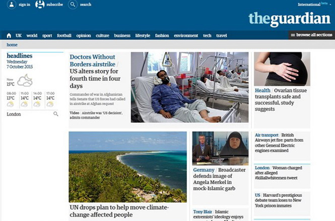 Guardian được nhận giải website tin tức xuất sắc.