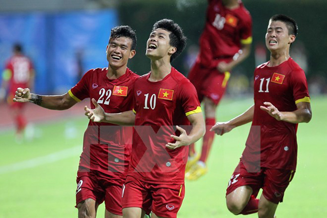 Đội tuyển U23 Việt Nam tại SEA Games 28, tháng 6-2015. (Ảnh: Quốc Khánh/TTXVN)