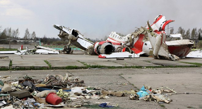 Xác chiếc máy bay Tu-154 chở Tổng thống Ba Lan bị rơi năm 2010. (Nguồn: Sputnik)