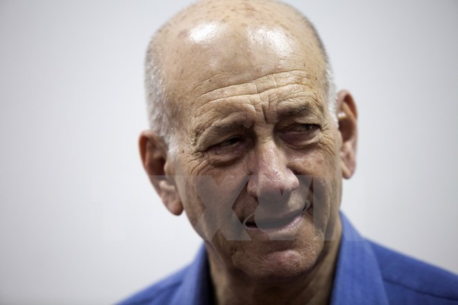 Cựu Thủ tướng Ehud Olmert tại phiên tòa ở Jerusalem. (Nguồn: AFP/TTXVN)