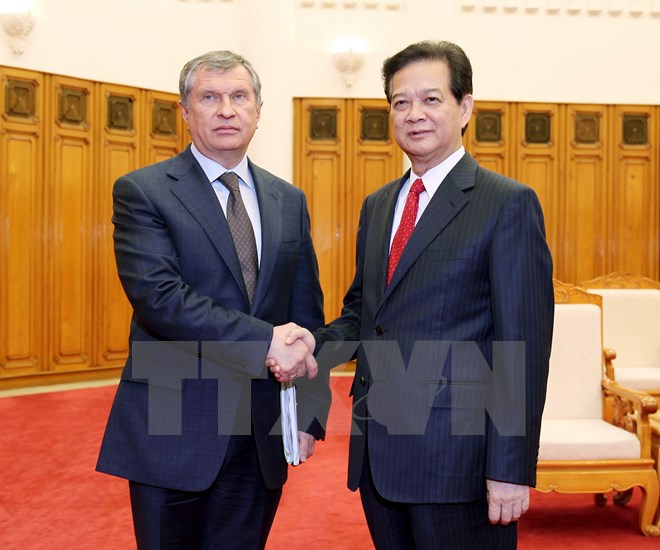 Thủ tướng Nguyễn Tấn Dũng tiếp ông I. Sechin, Chủ tịch Tập đoàn Rosneft trong chuyến thăm và làm việc tại Việt Nam tháng 3-2014.( Ảnh: Đức Tám/TTXVN)