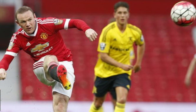 Rooney trong trận U-21 M.U thắng U-21 Middlesbrough 0-1 hôm 11-4. Ảnh: Getty Image