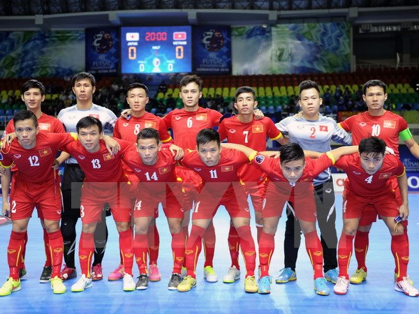  Đội tuyển Futsal Việt Nam. (Ảnh: Quang Thắng/TTXVN phát)
