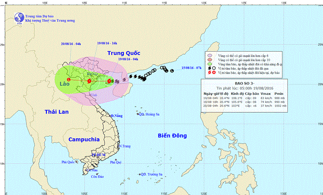 Đường đi của cơn bão số 3. (Nguồn: nchmf.gov.vn)