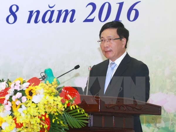 Phó Thủ tướng, Bộ trưởng Ngoại giao Phạm Bình Minh dự và phát biểu tại hội nghị. (Ảnh: Doãn Tấn/TTXVN)