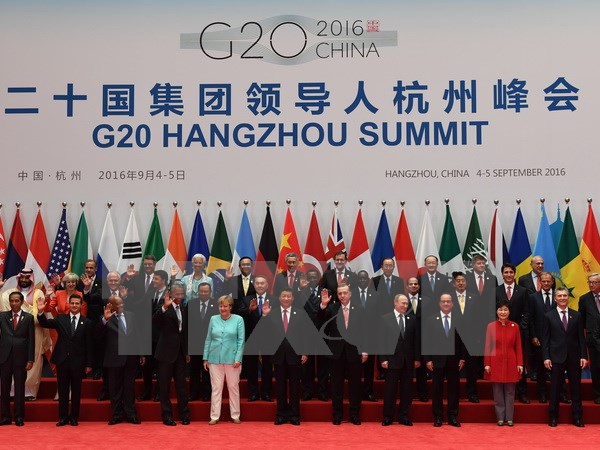 Các nhà lãnh đạo chụp ảnh chung tại hội nghị ngày 4-9. (Ảnh: AFP/TTXVN)