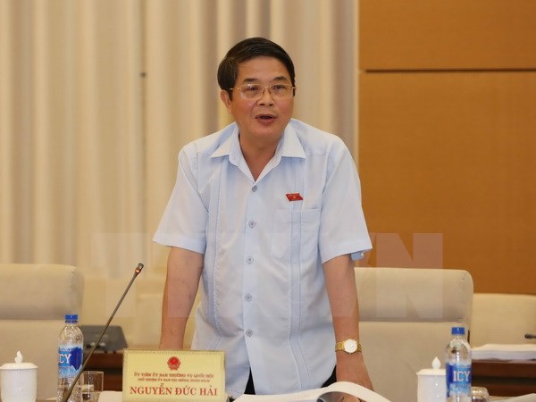 Chủ nhiệm Ủy ban Tài chính-Ngân sách của Quốc hội Nguyễn Đức Hải phát biểu. (Ảnh: Phương Hoa/TTXVN)