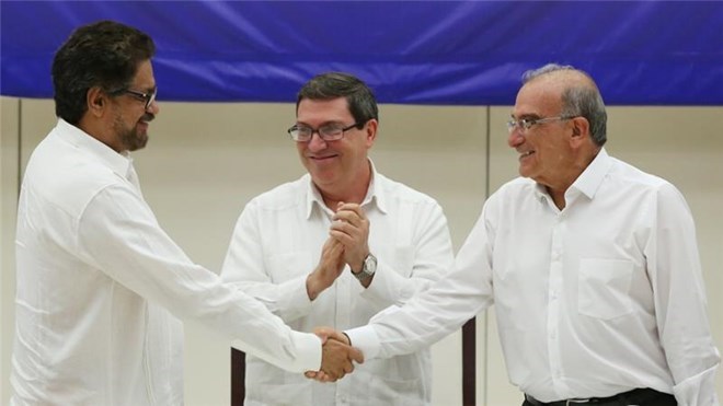 Lễ ký thỏa thuận hòa bình lịch sử giữa Chính phủ Colombia và FARC. (Nguồn: Reuters)