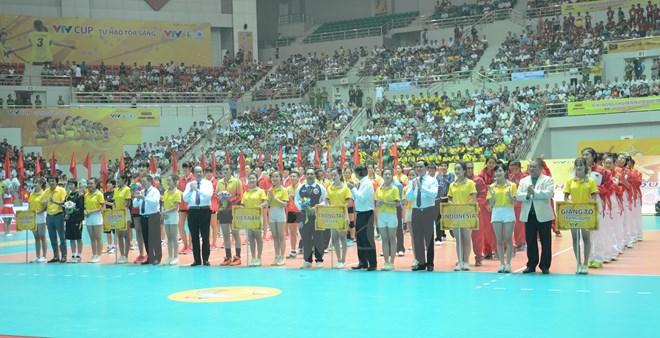 Lễ khai mạc giải Bóng chuyền nữ Quốc tế VTV Cup 2016 - Tôn Hoa Sen. (Ảnh: Nguyễn Chinh/TTXVN)