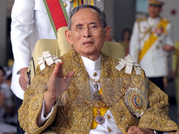 Nhà vua Thái Lan Bhumibol Adulyadej tại thủ đô Bangkok ngày 5-12-2010. (Nguồn: AFP/TTXVN)