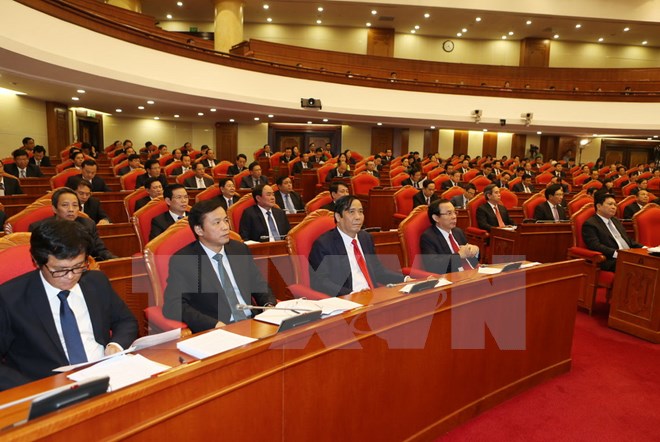 Các đại biểu dự khai mạc Hội nghị lần thứ tư Ban Chấp hành Trung ương Đảng. (Ảnh: Trí Dũng/TTXVN)