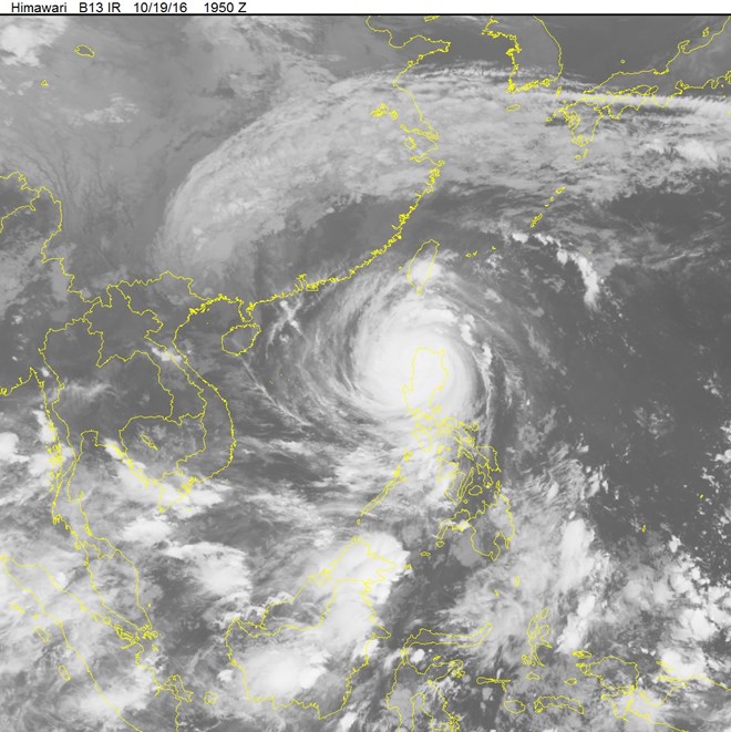 Ảnh mây vệ tinh về cơn bão Haima. (Nguồn: nchmf.gov.vn)