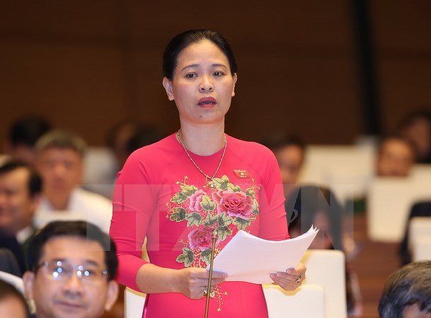 Đại biểu Quốc hội tỉnh Thái Bình Nguyễn Thị Thu Dung phát biểu ý kiến. (Ảnh: Nguyễn Dân/TTXVN)
