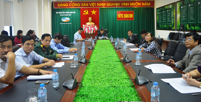 Toàn cảnh hội nghị trực tuyến tại điểm cầu tỉnh Quảng Bình.