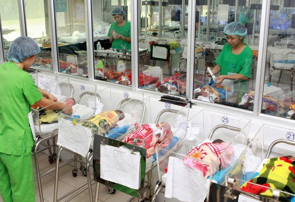  Chăm sóc trẻ sơ sinh tại Bệnh viện Phụ sản Trung ương. (Ảnh: Dương Ngọc/TTXVN)